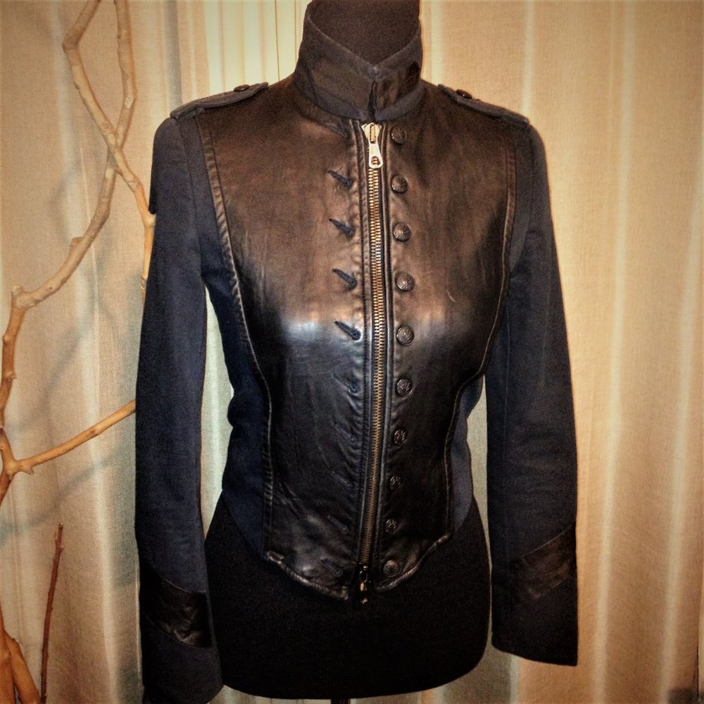 Rag & Bones Leather Mixed Media Military Jacket - Picture 5 of 12
